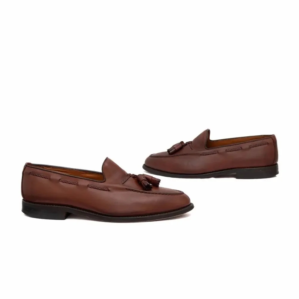 $495 Allen Edmonds Brookwood Brown Leather Tassel Loafers — US 10 EEE